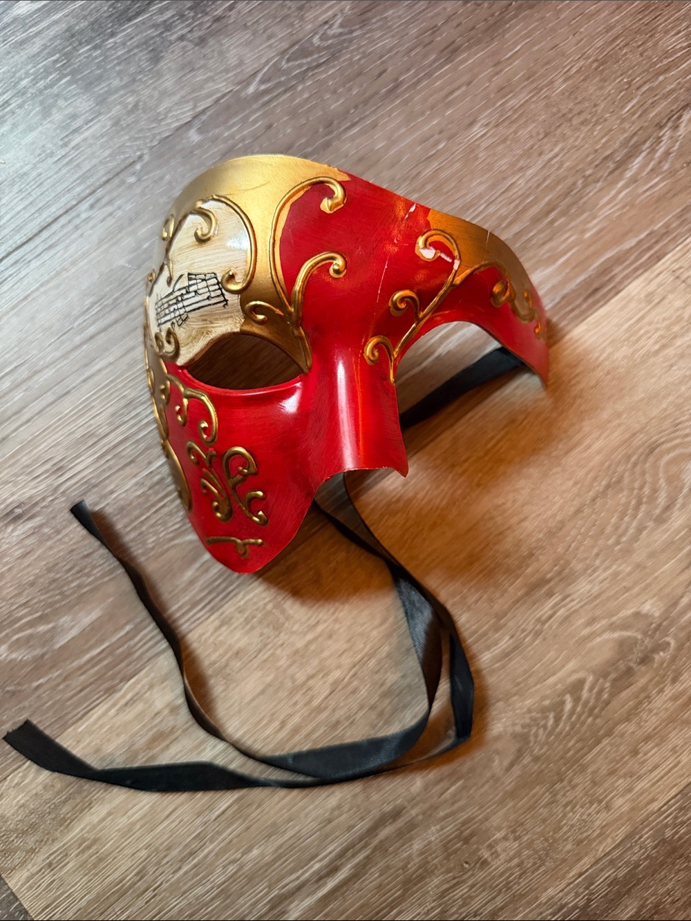 Red & Gold Venetian Half-Face Masquerade Mask